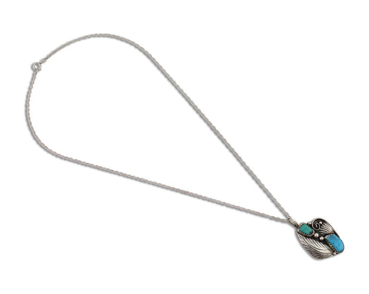 Navajo Turquoise Handmade Necklace 925 Silver Artist Signed PM C.80s