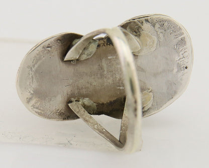 Navajo Handmade Ring 925 Silver Turquoise & Coral Native Artist C.80's