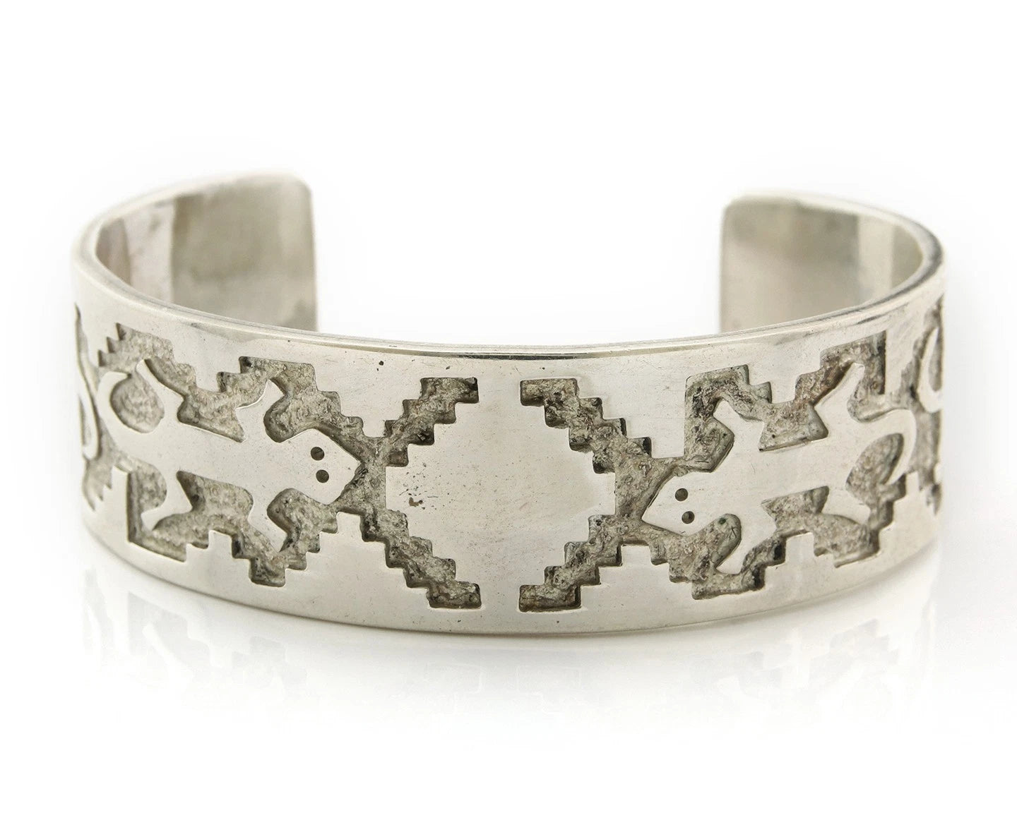 Navajo Cuff Bracelet Sterling Silver Signed Jackson Vintage Heavy Hand Stamped