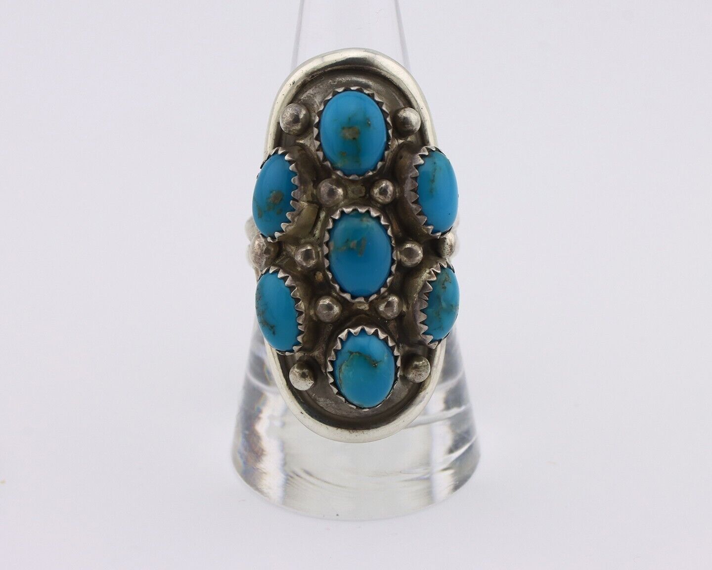 Navajo Ring 925 Silver Arizona Turquoise Artist Signed BM C.80's