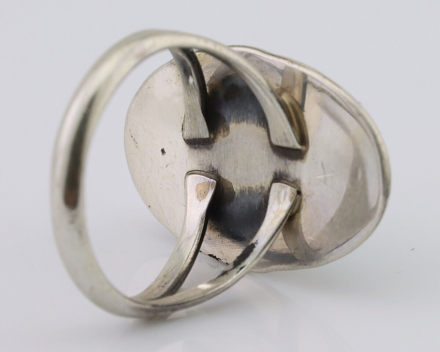 Navajo Hand Stamped Ring 925 Silver Natural Turquoise Native Artist C.80's
