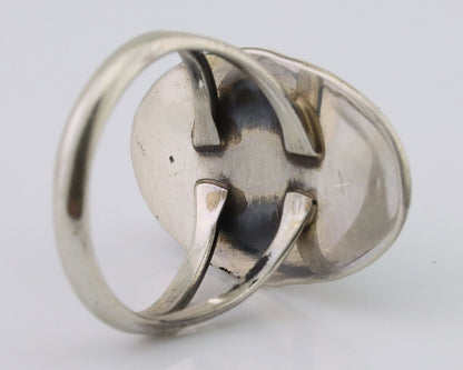Navajo Hand Stamped Ring 925 Silver Natural Turquoise Native Artist C.80's