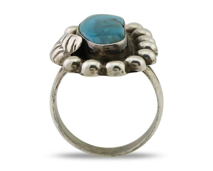Navajo Ring 925 Silver Blue Turquoise Native American Artist C.80's