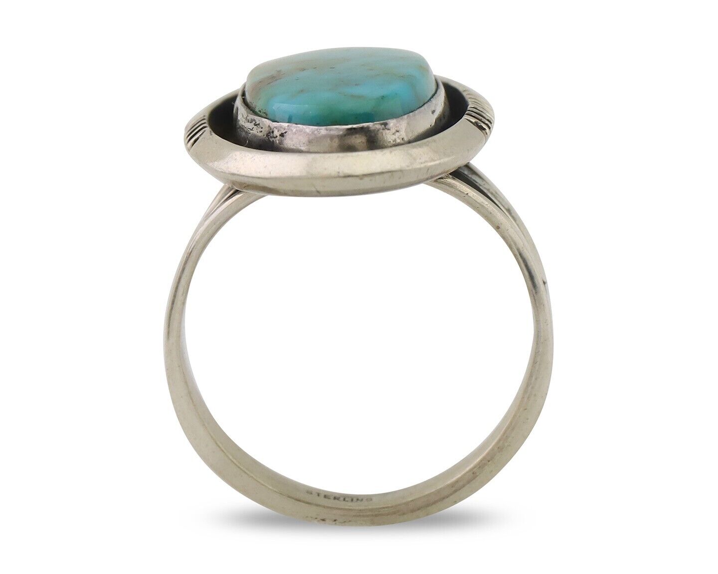 Navajo Ring 925 Silver Natural Blue Turquoise Native American Artist C.80's