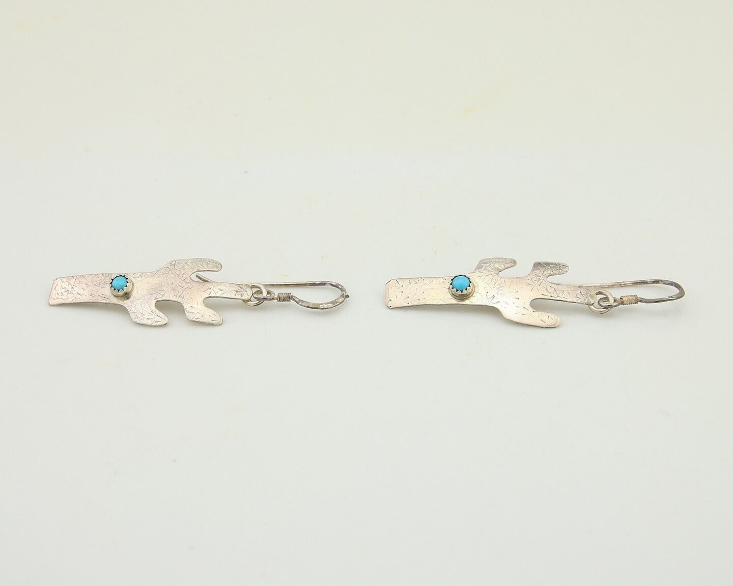 Navajo Cactus Earrings 925 Silver Natural Turquoise Native Artist C.80's