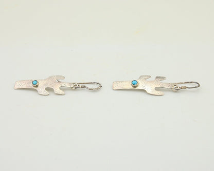 Navajo Cactus Earrings 925 Silver Natural Turquoise Native Artist C.80's