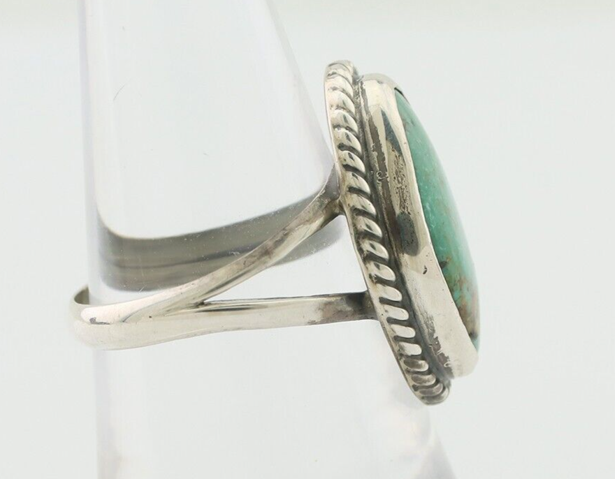Navajo Ring 925 Silver Blue Gem Turquoise Artist Signed Rabbit Stick C.80's