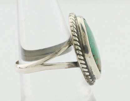 Navajo Ring 925 Silver Blue Gem Turquoise Artist Signed Rabbit Stick C.80's