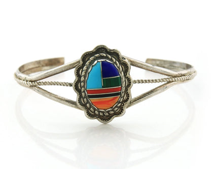 Navajo Cuff Bracelet 925 Sterling Silver Natural Gemstones Vintage
