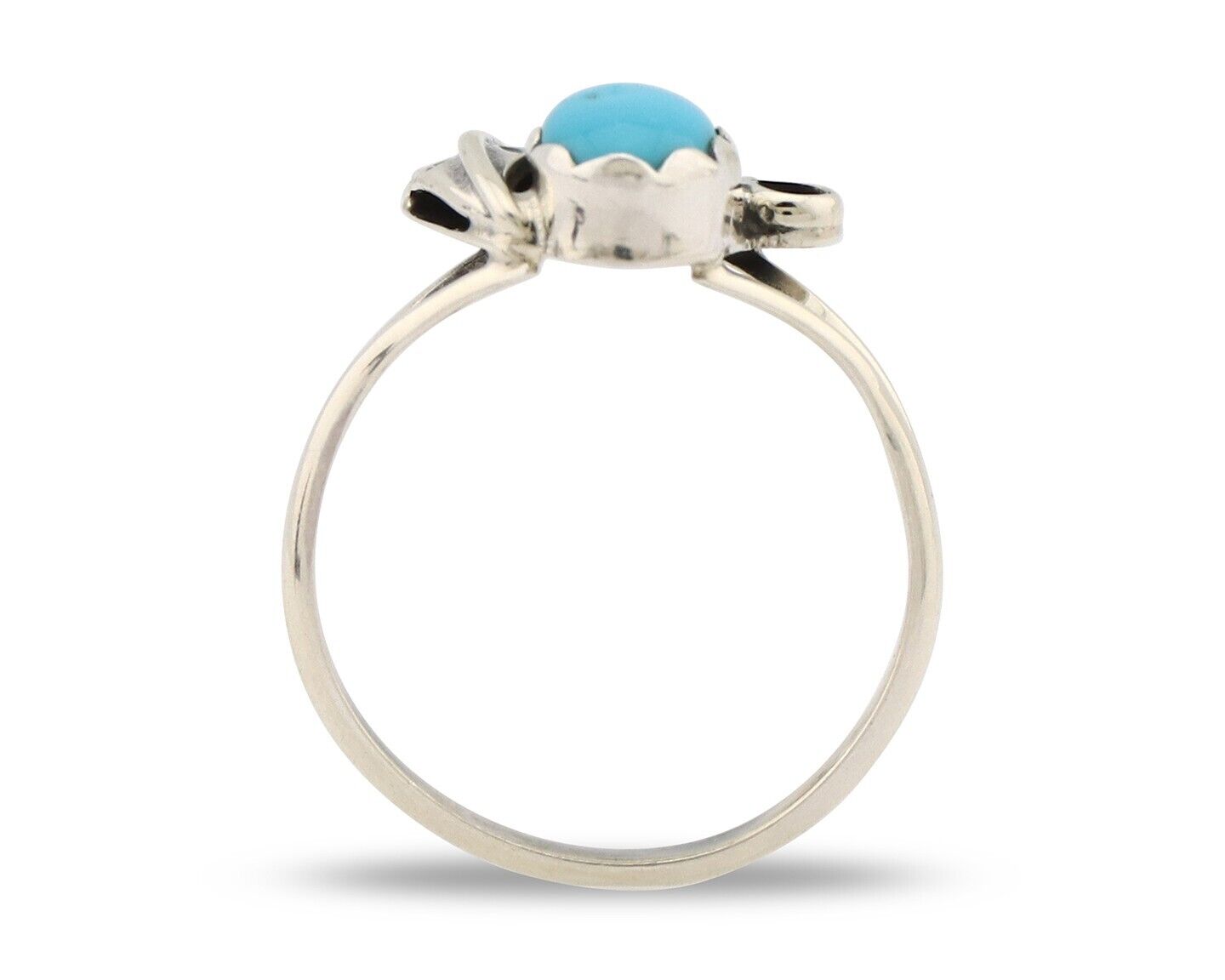 Navajo Ring .925 Silver Sleeping Beauty Turquoise Native American Artist C.80's