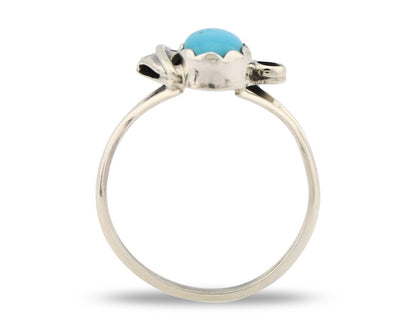 Navajo Ring .925 Silver Sleeping Beauty Turquoise Native American Artist C.80's