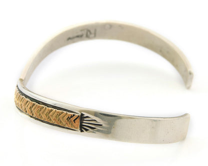Navajo Cuff Bracelet Sterling Silver & Gold Vintage Signed RL