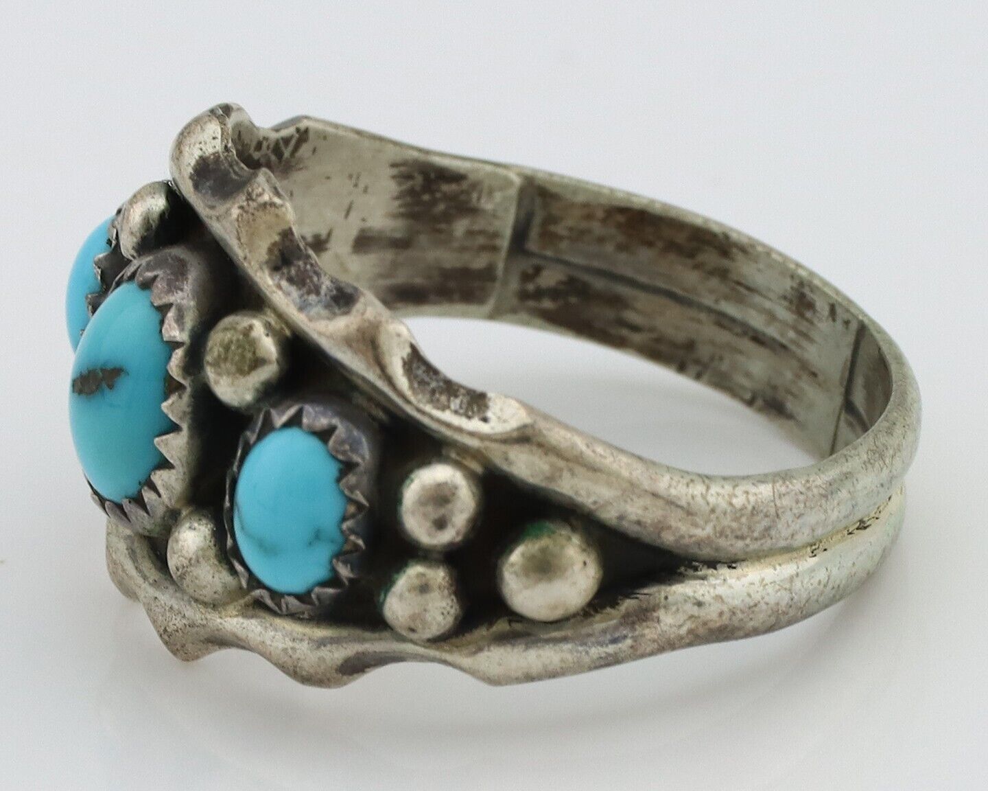 Navajo Ring 925 Silver Blue Turquoise Artist Signed SkyStone Creations C.80's