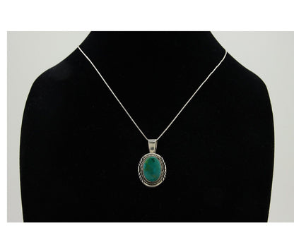 Navajo Necklace 925 Silver Natural Blue Turquoise Artist Signed Mike Begay C.80s
