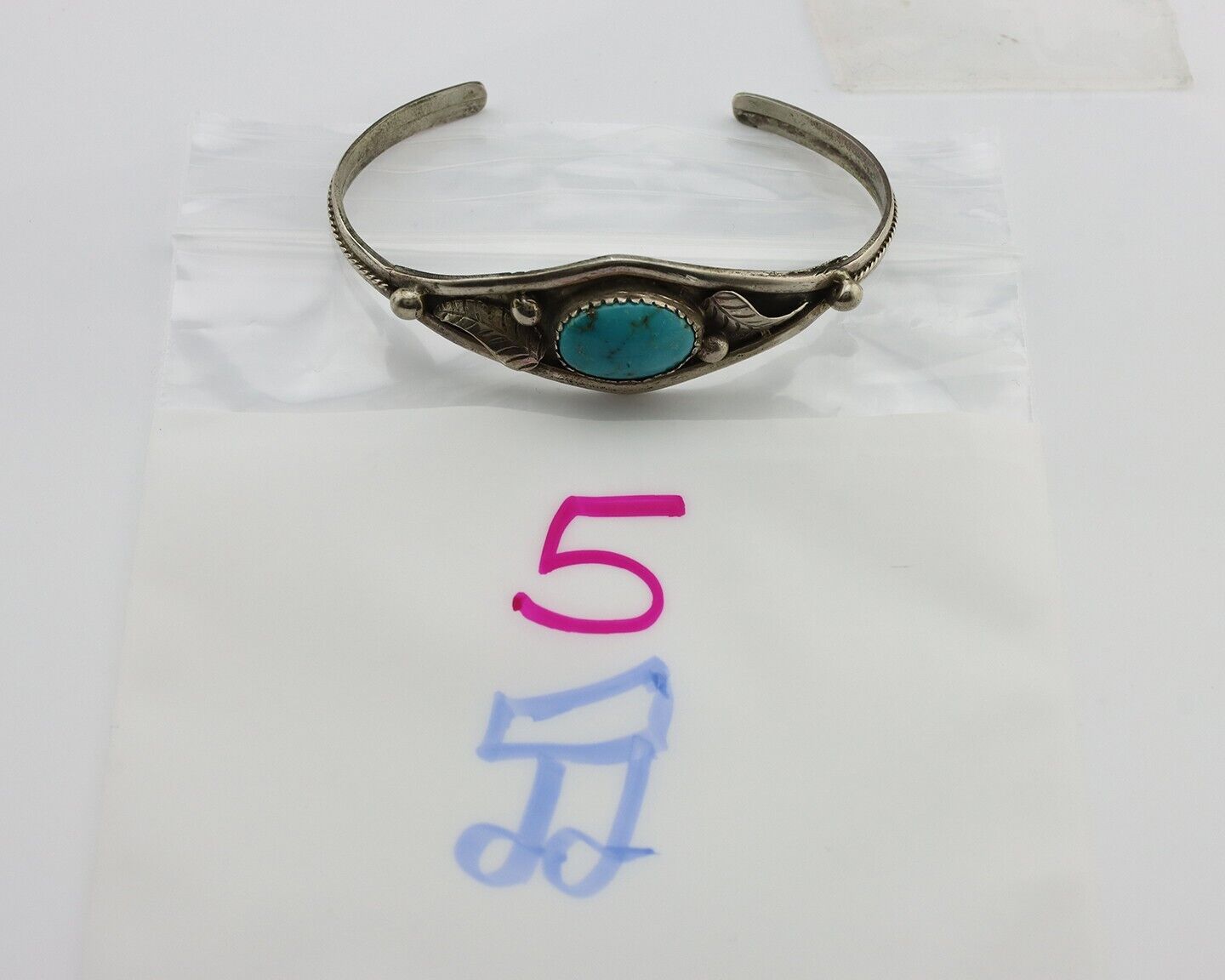 Navajo Bracelet 925 Silver Kingman Turquoise Native American Artist C.80's