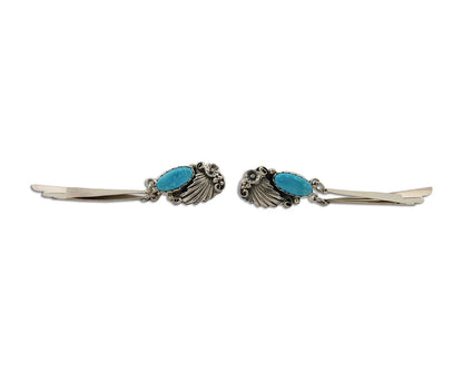 Navajo Dangle Earrings 925 Silver Natural Blue Turquoise Artist Signed M.S. C80s
