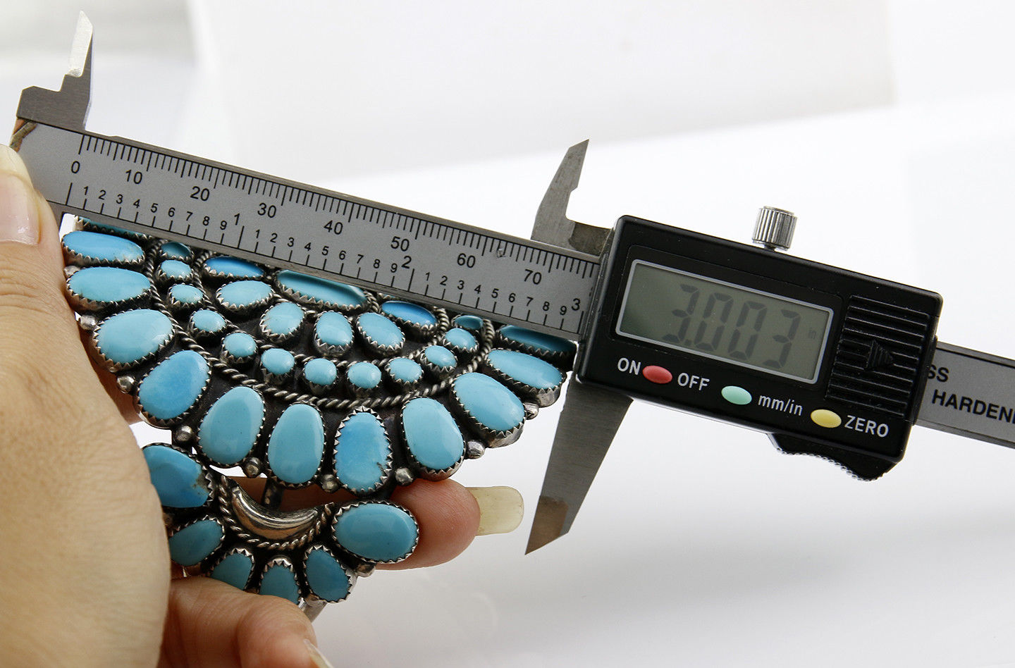 VTG RARE Navajo Natural Blue Turquoise .925 Sterling Silver Cuff Bracelet