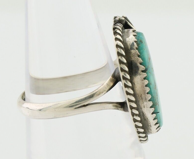 Navajo Ring 925 Silver Blue Kingman Turquoise Native American Artist C.80's
