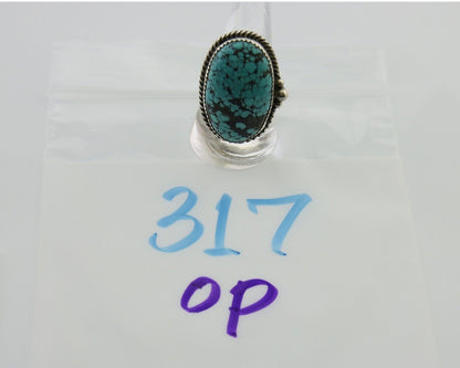 Navajo Handmade Ring 925 Silver Spiderweb Turquoise Native Artist C.80's