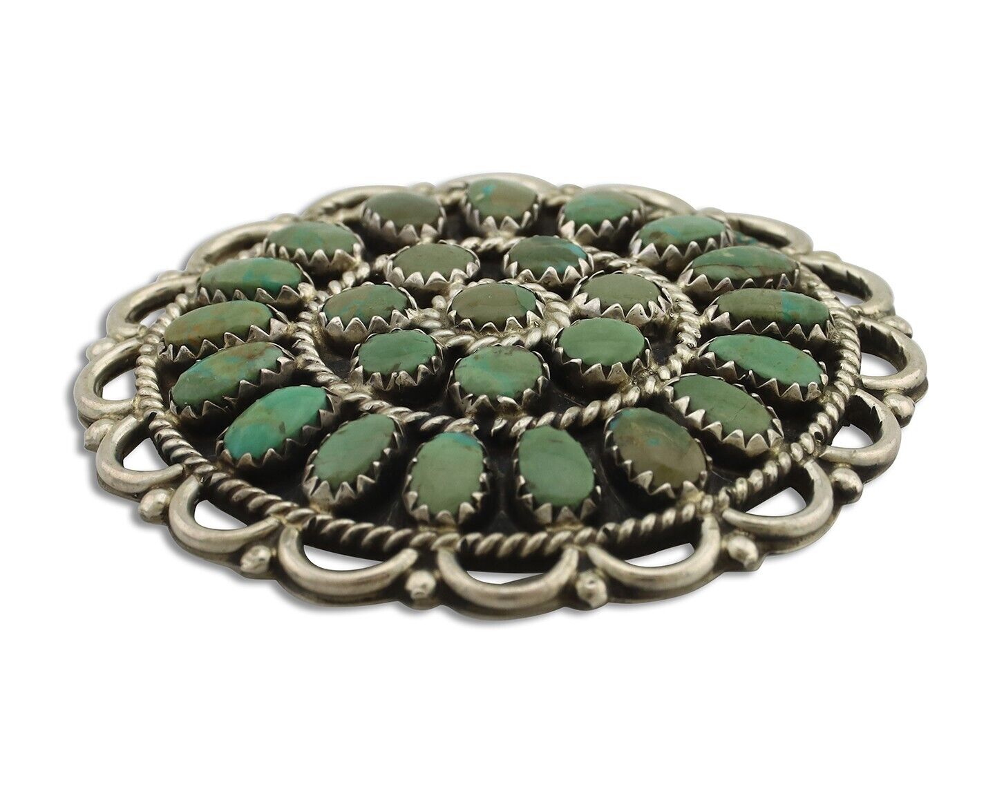 Navajo Pin Pendant 925 Silver Turquoise Signed Larry Moses Begay C.90's