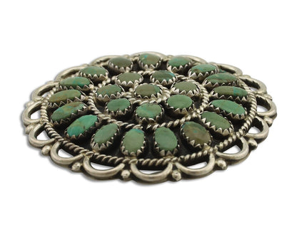 Navajo Pin Pendant 925 Silver Turquoise Signed Larry Moses Begay C.90's