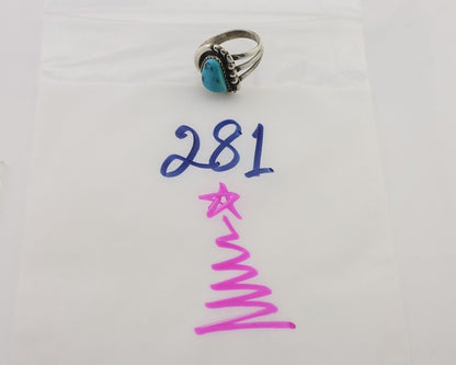 Navajo Ring 925 Silver Sleeping Beauty Turquoise Native American Artist C.80's