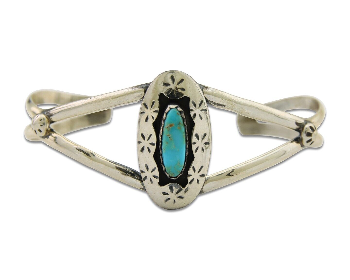 Navajo Cuff Bracelet 925 Silver Turquoise Cuff Artist Signed IJC C.80's