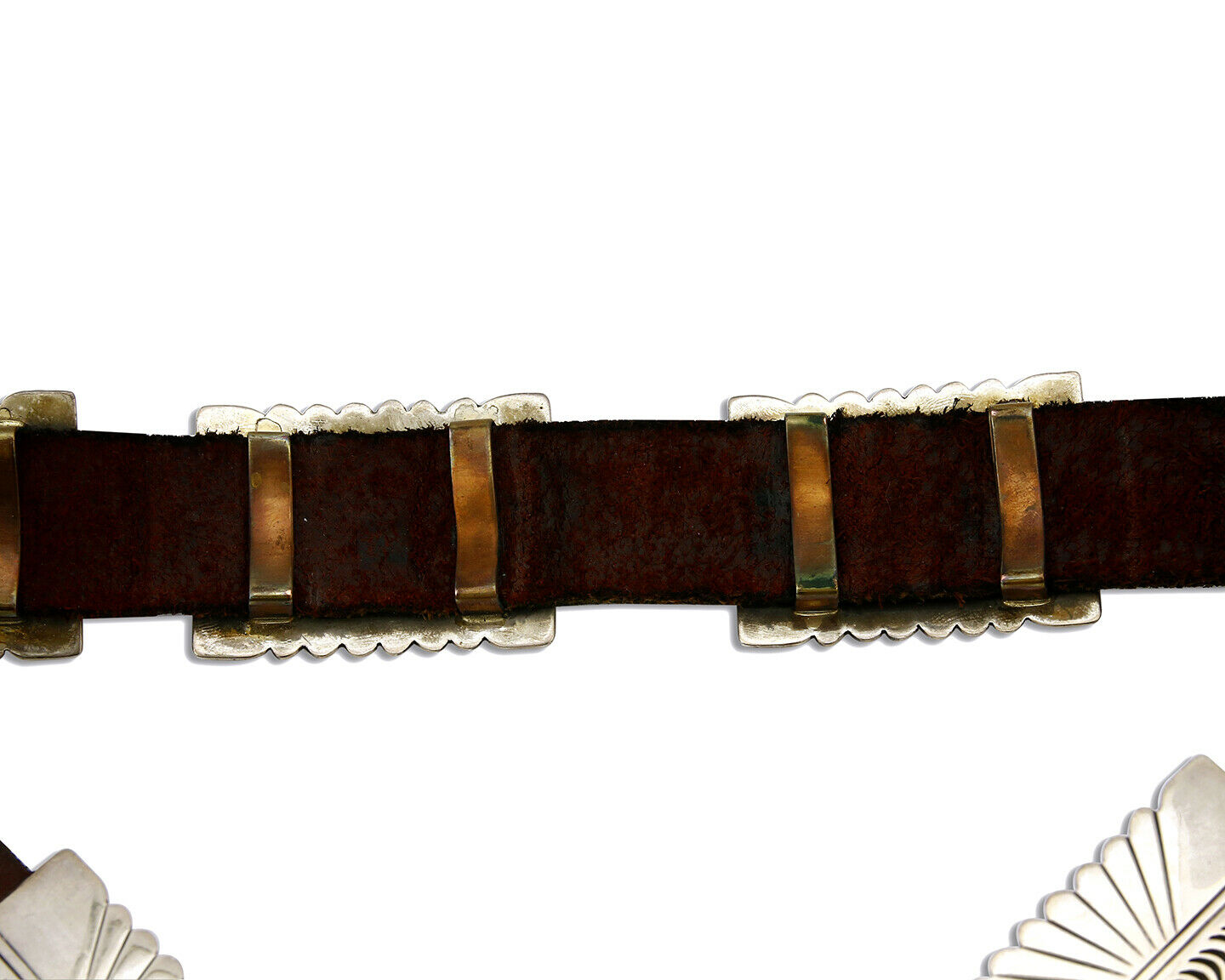 Navajo Concho Belt .925 Silver Signed BB Hand Stamped C.80's
