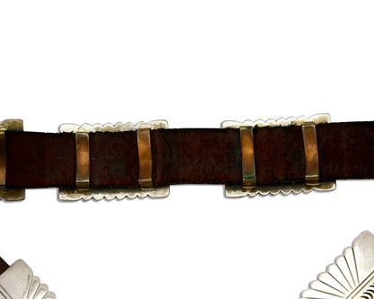 Navajo Concho Belt .925 Silver Signed BB Hand Stamped C.80's