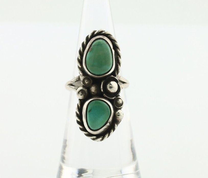 Navajo Ring 925 Silver Natural Blue Turquoise Native American Artist C.80's