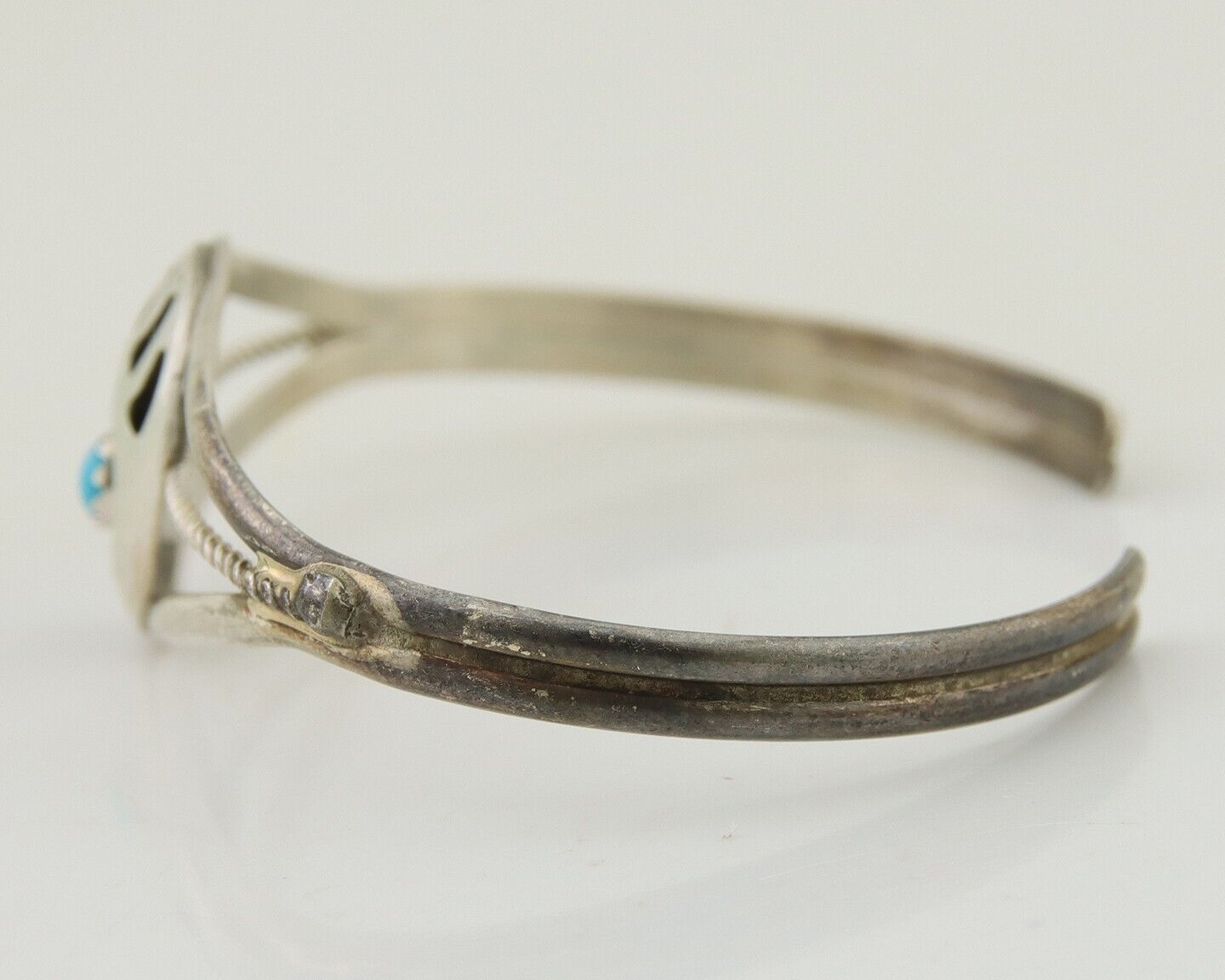 Navajo Paw Bracelet 925 Silver Blue Turquoise Native American Artist C.80's
