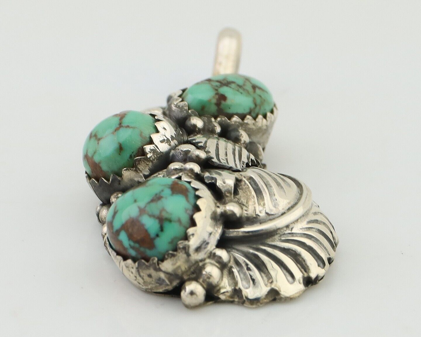 Navajo Pendant 925 Silver Natural Bisbee Turquoise Signed Tom Willeto C.80's