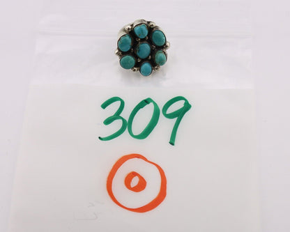 Navajo Ring .925 Silver Natural Blue Turquoise Native American Artist C.80's
