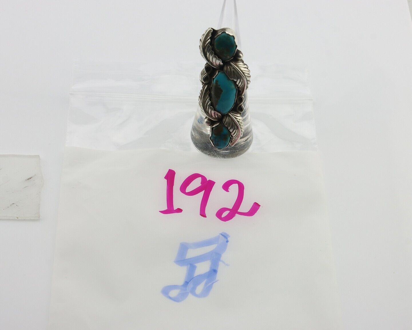 Navajo Ring 925 Silver Natural Blue Turquoise Native American Artist C.80's