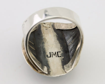 Navajo Ring 925 Silver Kingman Turquoise Artist Signed JMC C.80's