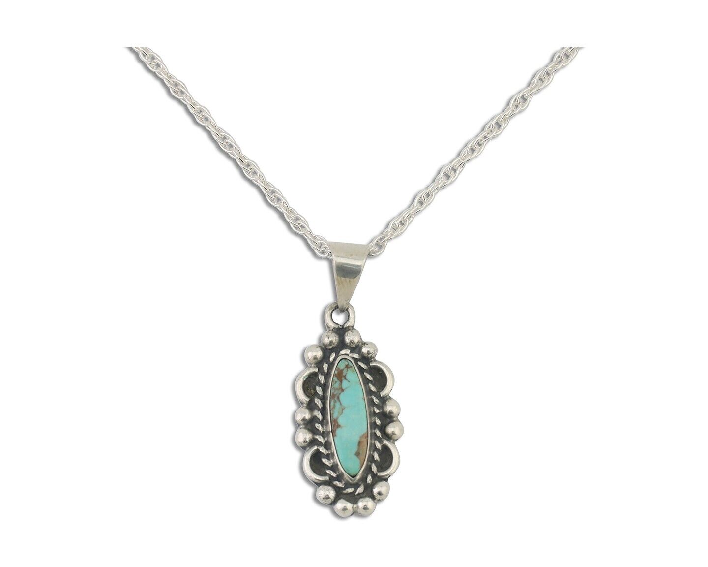 Navajo Necklace 925 Silver Natural Turquoise Native American Artist C.80's