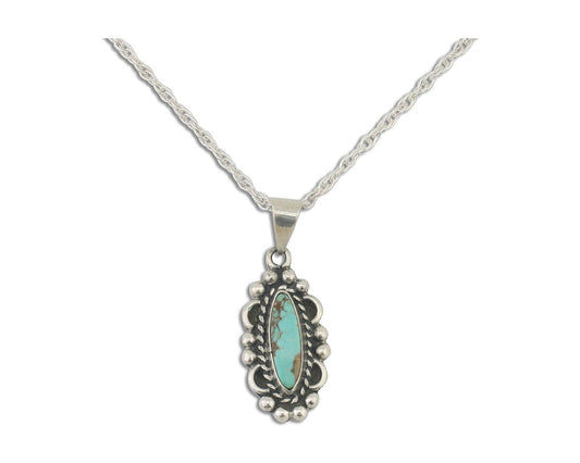 Navajo Necklace 925 Silver Natural Turquoise Native American Artist C.80's