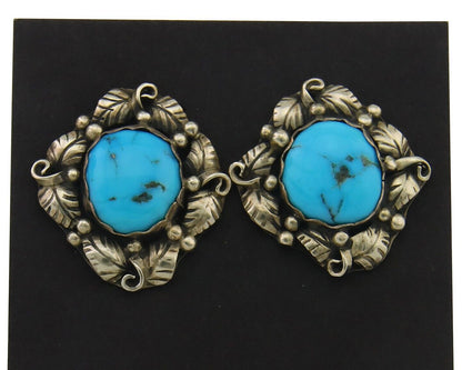 Navajo Earrings 925 Silver Dangle Natural Turquoise Native Artist C.80's