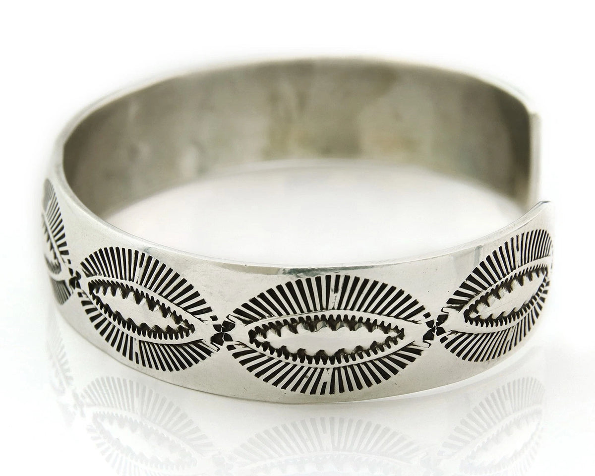 Navajo Cuff Bracelet 925 Sterling Silver Vintage Heavy Hand Stamped
