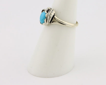 Navajo Ring .925 Silver Sleeping Beauty Turquoise Native American Artist C.80's