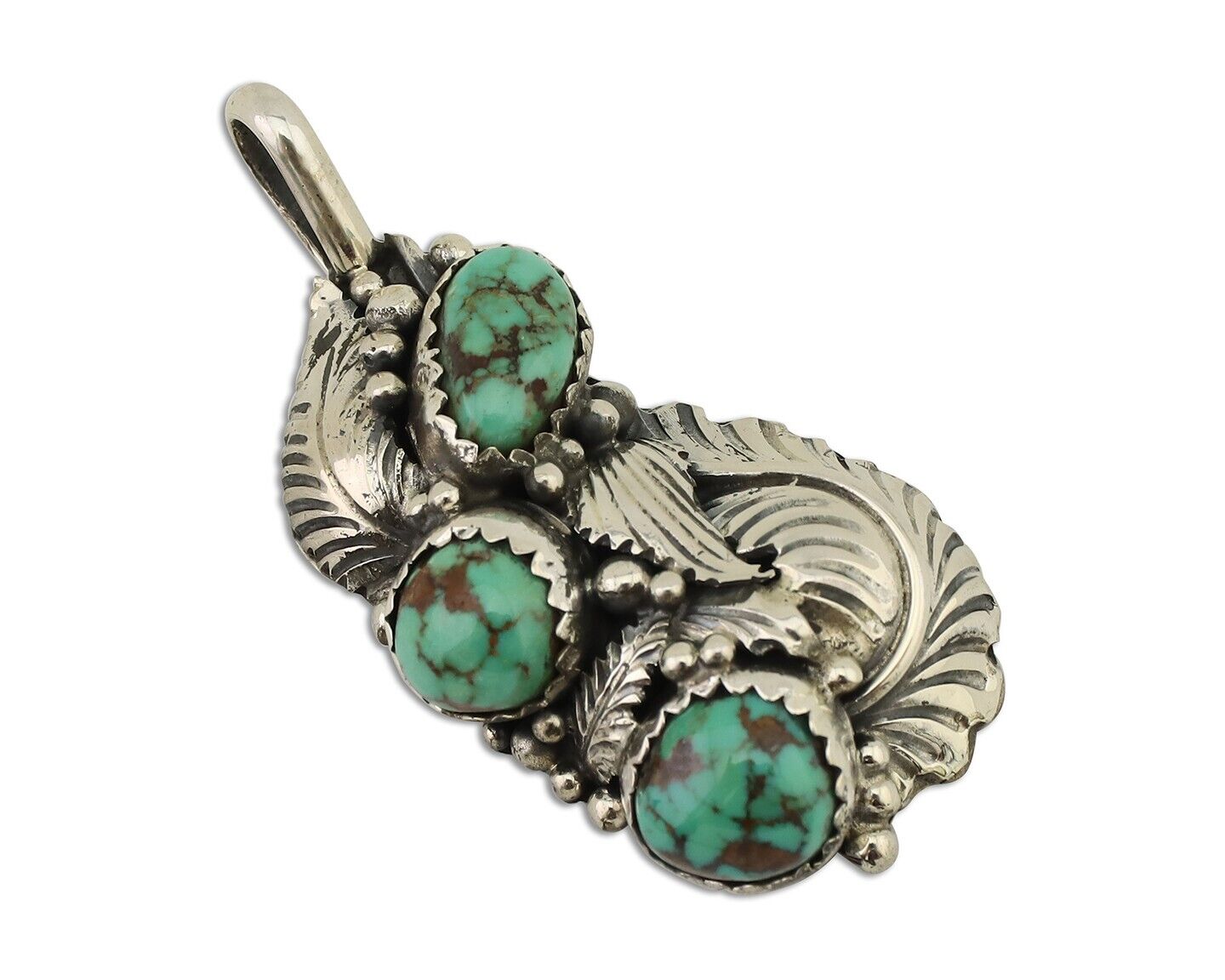 Navajo Pendant 925 Silver Natural Bisbee Turquoise Signed Tom Willeto C.80's