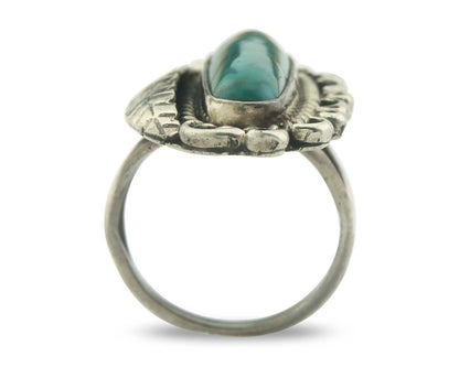 Navajo Ring 925 Sterling Blue Turquoise Artist Signed Richard Yazza C.80's