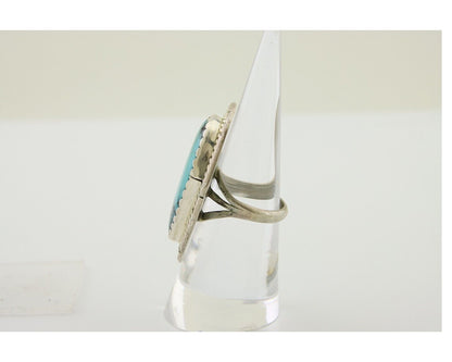 Navajo Ring 925 Silver Blue Turquoise Native American Artist C.80's