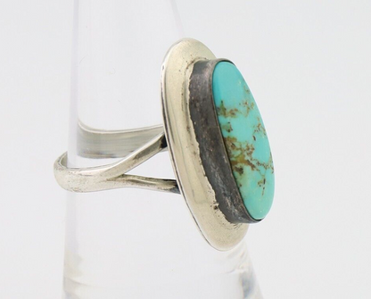 Navajo Ring 925 Silver Kingman Turquoise Artist Signed Kachina C.80's