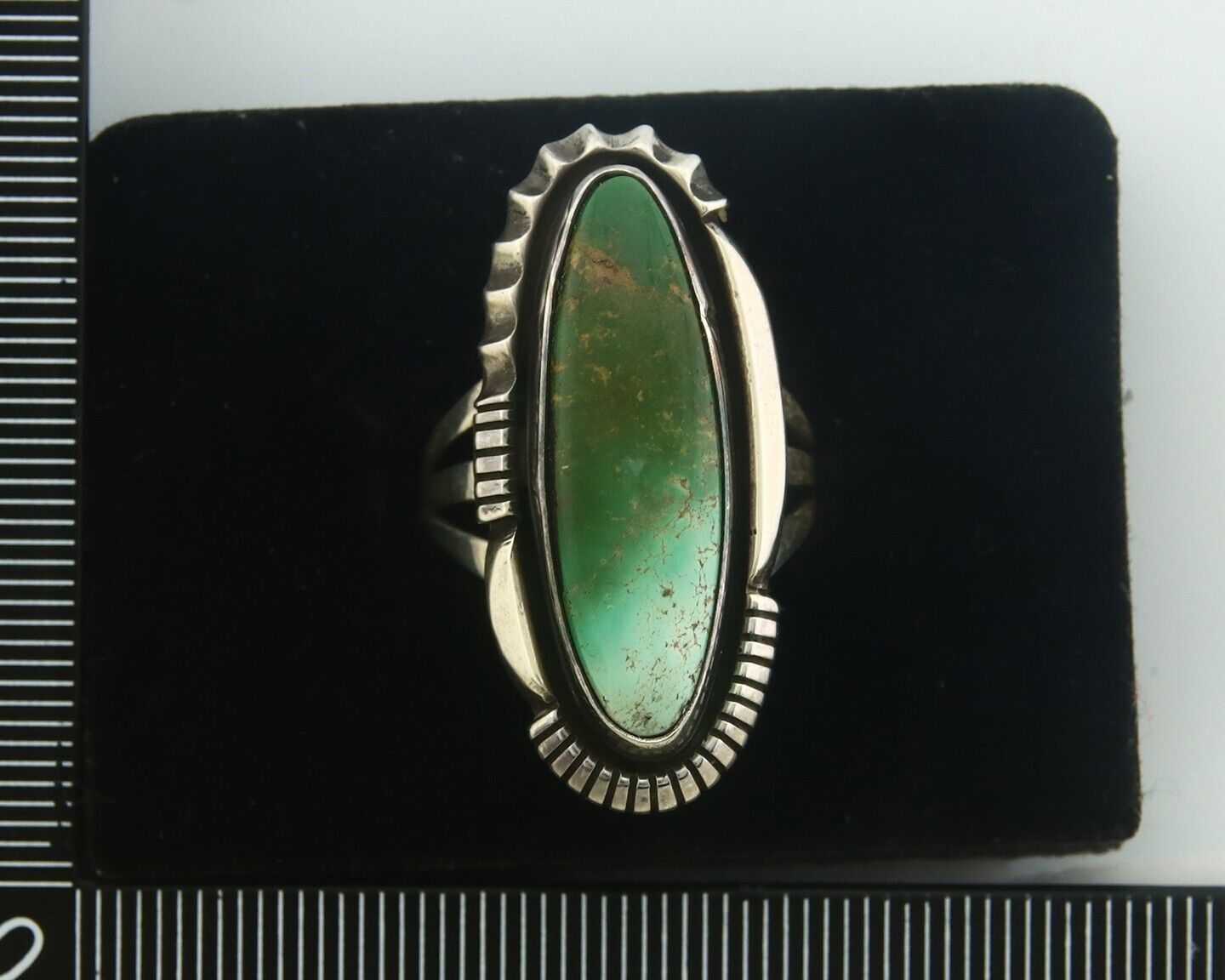Navajo Ring 925 Sterling Royston Turquoise Native Artist C.80's Size 7.75