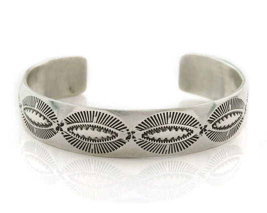 Navajo Cuff Bracelet 925 Sterling Silver Vintage Heavy Hand Stamped