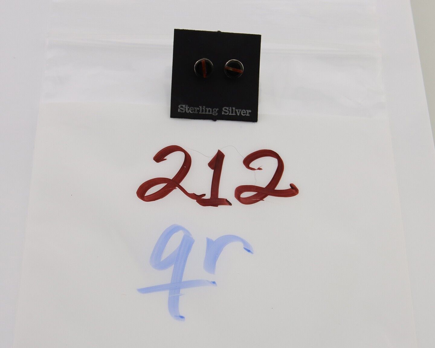 Navajo Earrings 925 Silver Inlaid Natural Onyx & Coral Native Artist C.80's