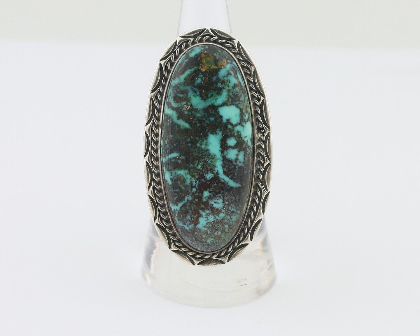 Navajo Ring 925 Silver Apache Blue Turquoise Native American Artist C.80's
