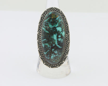 Navajo Ring 925 Silver Apache Blue Turquoise Native American Artist C.80's