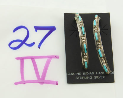 Navajo Hoop Earrings 925 Silver Natural Turquoise Native American Artist C.80's